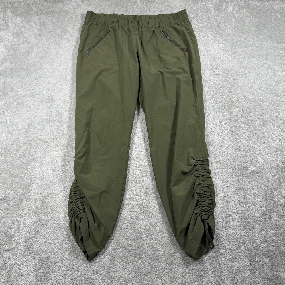 Athleta Aspire Ankle Pants Womens Small Green Jogger Ruched Hem Lightweight